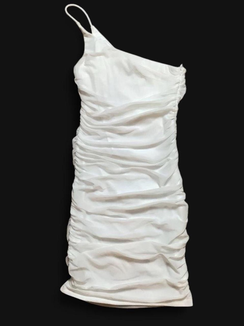 Princess Polly White One-Shoulder Ruched Mini Dress - Size 2 NWT